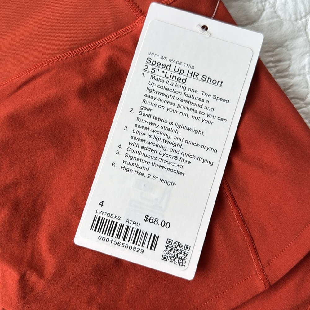 NWT Lululemon Speed Up High Rise Lined Short 2.5" Orange Brown Autumn Rust Sz 4 - Picture 5 of 7
